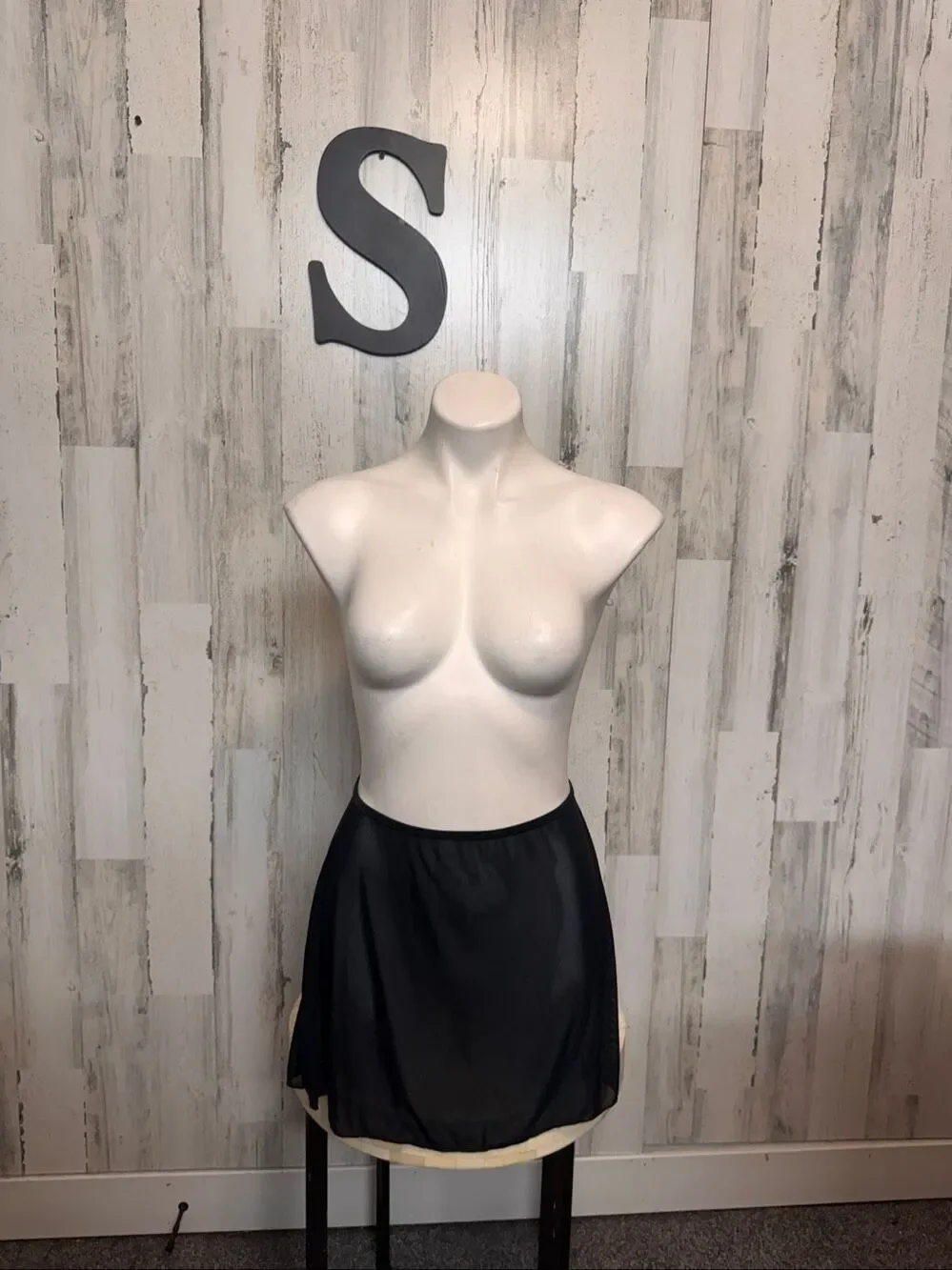 Sheer Mesh High Rise Mini Swim Skirt Cover Up Womens Small Solid Black